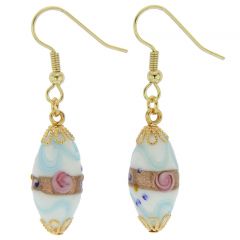 Magnifica Antique Olives Earrings - Cream and Blue