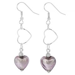Venetian Wedding Heart Earrings - Purple