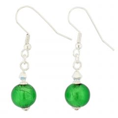 Murano Sparkling Ball Earrings - Emerald Green