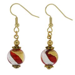 Antico Tesoro Balls Earrings - Red Gold and Silver