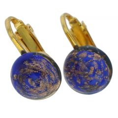 Murano Sparkles Cabochon Clip Earrings - Navy Blue