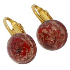 Murano Sparkles Cabochon Clip Earrings - Red