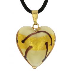 Murano Heart Pendant - Ivory Gold