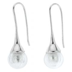 Murano Drop Earrings - Silver White