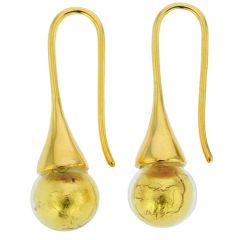 Murano Drop Earrings - Liquid Gold