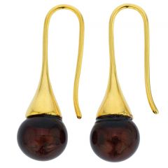 Murano Gold Drop Earrings - Purple
