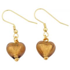 Murano Heart Earrings - Golden Mocha