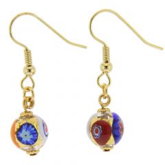 Murano Mosaic Millefiori Ball Earrings - Klimt