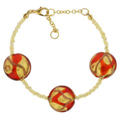 Royal Murano Bracelet - Gold and Red