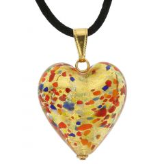 Murano Heart Pendant - Multicolor Confetti
