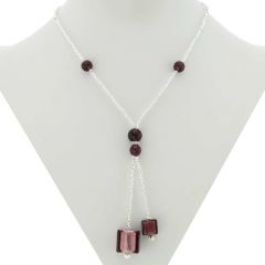 Murano Cubes Tie Necklace - Purple