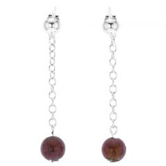 Silver Drops Murano Dangle Earrings - Purple