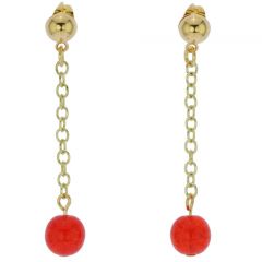 Gold Drops Murano Dangle Earrings - Red