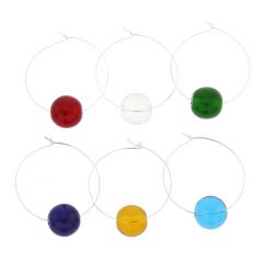 Murano Glass Rainbow Wine Glass Charms Set Of 6