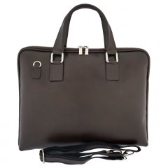 Fioretta Genuine Leather Italian Briefcase Laptop Messenger Bag Shoulder Bag For Men And Women - Dark Brown