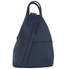 Fioretta Italian Genuine Leather Top Handle Backpack Purse Shoulder Bag Handbag Rucksack For Women - Blue