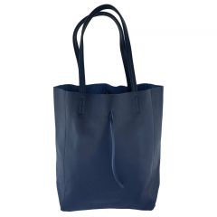 Fioretta Italian Genuine Leather Shopper Bag Carryall Handbag Shoulder Bag Tote for Women - Blue