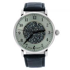 Murano Glass Men's Millefiori Watch With Leather Band - Black