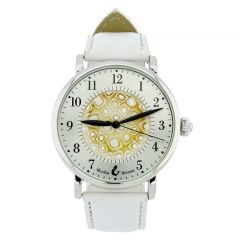 Murano Glass Men's Millefiori Watch With Leather Band - White