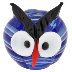 Murano Glass Small Round Owl - Blue