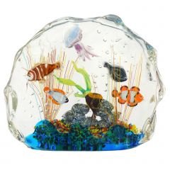 Large Murano Glass Aquarium With Fish And Sea Life