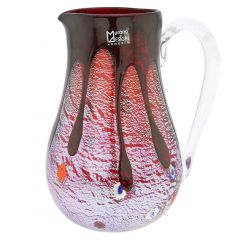Murano Glass Carafe - Silver Lava Red