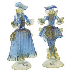 Venetian Goldonian Couple - Blue and Gold
