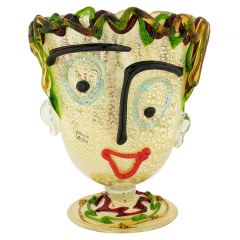 Murano Glass Picasso Head On Base Vase