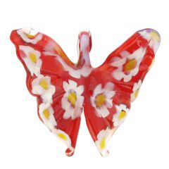 Red Daisy Butterfly Pendant