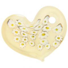 Cream Daisy Murano Heart Pendant