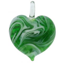 Venetian Marble Heart Pendant - Green