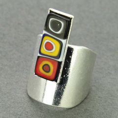 Murano Mosaic Stick Contemporary Ring - Multicolor