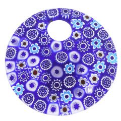 Murano Millefiori Blue Pendant- Large Round