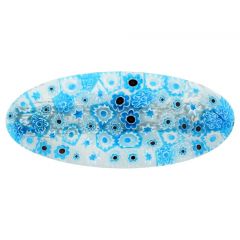 Murano Millefiori Oval Hair Clip - Aqua Blue