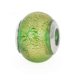 Sterling Silver Ca D'Oro Emerald Murano Glass Charm Bead