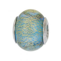 Sterling Silver Ca D'Oro Aqua Murano Glass Charm Bead