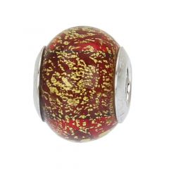 Sterling Silver Ca D'Oro Red Murano Glass Charm Bead