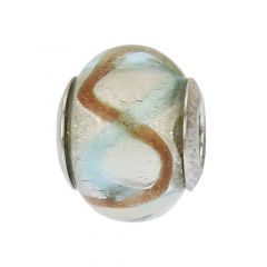 Sterling Silver Aqua Waves Murano Glass Charm Bead