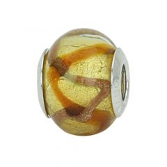 Sterling Silver Topaz Waves Gold Murano Glass Charm Bead