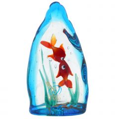 Murano Glass Aquarium With Two Tropical Fish - 4 inches
