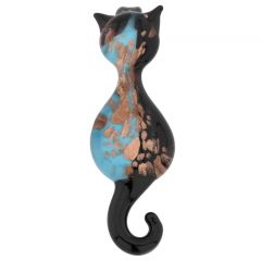 Murano Glass Cat Pendant - Black and Blue