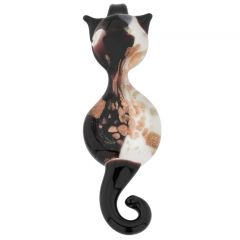 Murano Glass Cat Pendant - Black and White