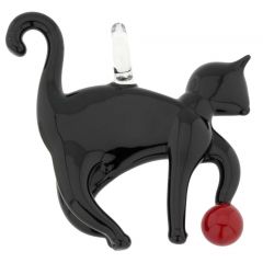 Murano Glass Black Cat Pendant