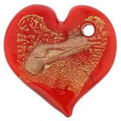Tender Heart Pendant - Red and Gold