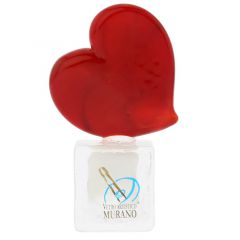 Murano Glass Red Heart On Ice Cube