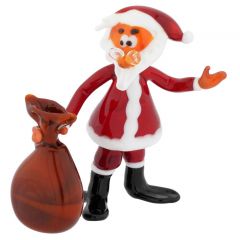 Murano Glass Santa with a Sack Christmas Ornament Figurine