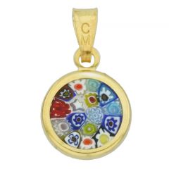 Small Millefiori Pendant "Multicolor" in Gold-Plated Frame 10mm