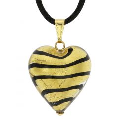 Murano Heart Pendant - Striped Gold