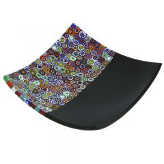 Murano Millefiori Square Plate - Multicolor Black