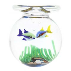 Murano Glass Aquarium Jar With Two Fish - 1-3/4 inch